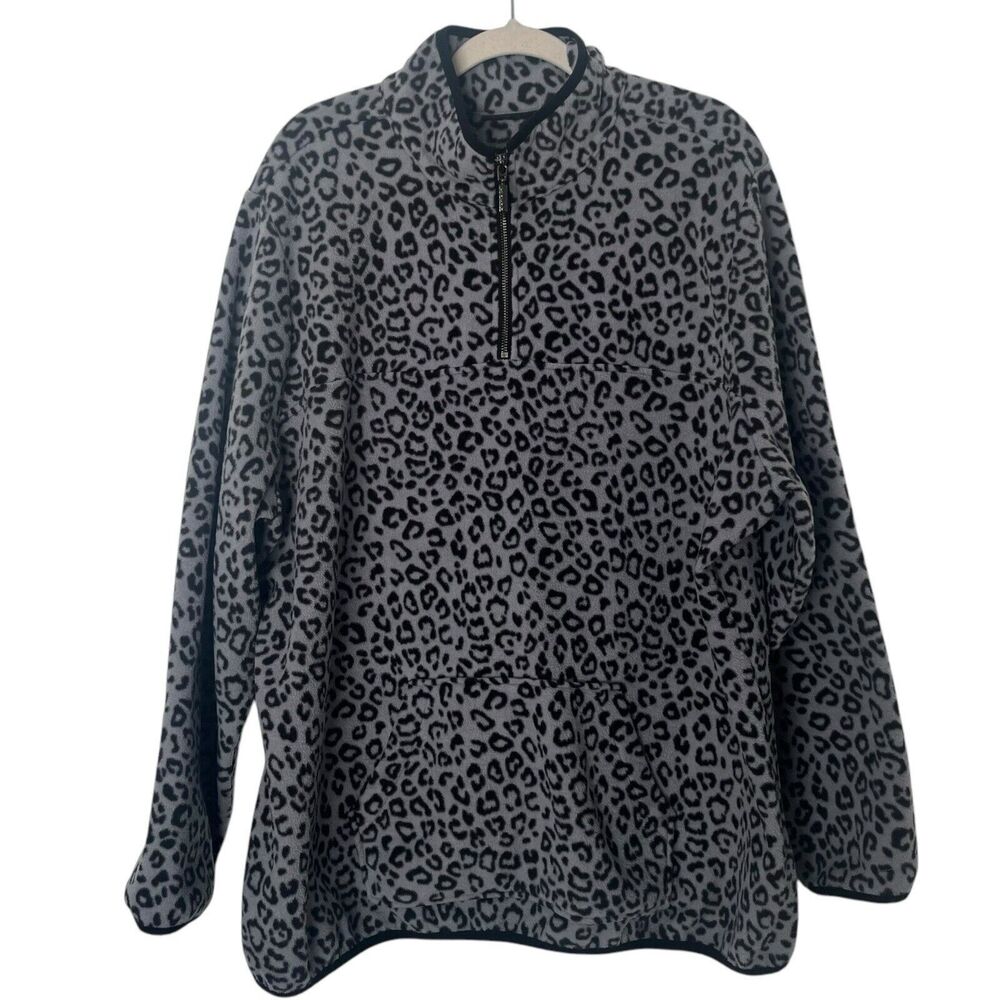 Susan Graver Weekend Half Zip Sweatshirt Sweater Fleece Women’s 3X Animal Print